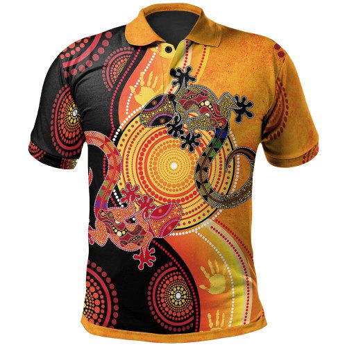 Australia Aboriginal Inspired Polo Shirt - Couple Aboriginal Inspired Lizards Australia Aboriginal Inspired Polo Shirt - Couple Aboriginal Inspired Lizards