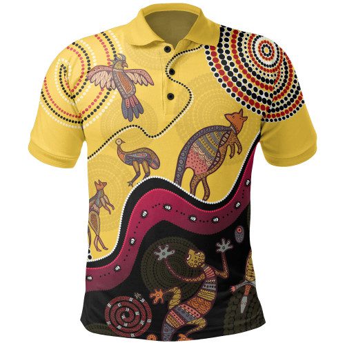 Australia Aboriginal Inspired Polo Shirt - Indigenous Animals Life Art Australia Aboriginal Inspired Polo Shirt - Indigenous Animals Life Art