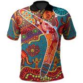 Australia Aboriginal Inspired Polo Shirt - Indigenous Boomerang