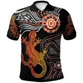 Australia Aboriginal Inspired Polo Shirt - Lizard Sunshine