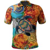 Australia Aboriginal Inspired  Custom Polo Shirt - Turtle Indigenous Art