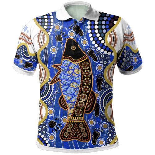 Australia Aboriginal Inspired Polo Shirt - Fish And Dot Australia Aboriginal Inspired Polo Shirt - Fish And Dot