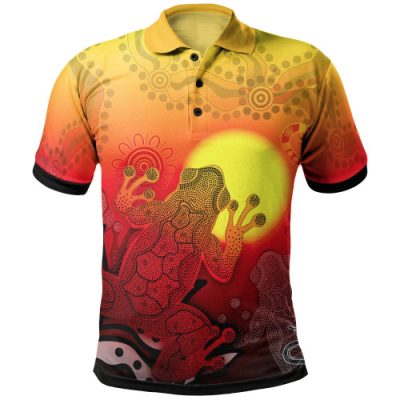 Australia Aboriginal Inspired Polo Shirt - Indigenous Frog (Red)
