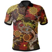[Custom] Australia Aboriginal Inspired Polo Shirt - Kangaroo and Lizard Dot Painting Art