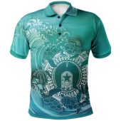 Australia Torres Strait Islands Inspired Polo Shirt - Torres Strait Islands in Wave (Black)