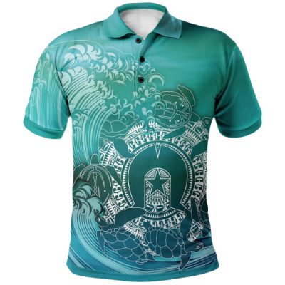 Australia Torres Strait Islands Inspired Polo Shirt - Torres Strait Islands in Wave (Black)