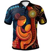 Australia Polo Shirt - Aboriginal Inspired Mother And Son