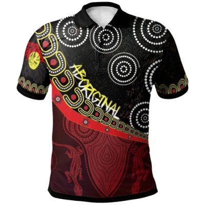 Australia Polo Shirt - Aboriginal Inspired Flags & Dot Acrylic Paint Style Naidoc