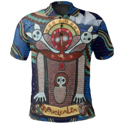 Australia Wandjina Polo Shirt - Australian Aboriginal Inspired Mythology - My Australia