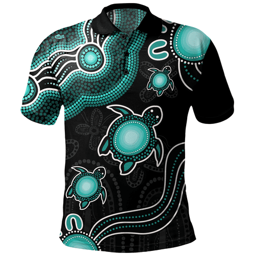 Australia Polo Shirt Aboriginal Turtle Dreaming Journey Featuring Dot Art Australia Polo Shirt Aboriginal Turtle Dreaming Journey Featuring Dot Art