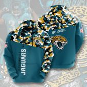 NFL Jacksonville Jaguars Teal Gold Camo Pullover Hoodie