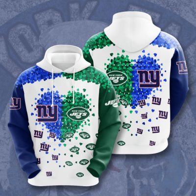 NFL New York Jets &amp; New York Giants Heart Pullover Hoodie