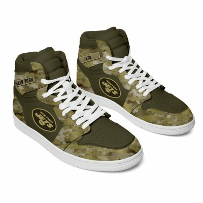 NFL New York Jets Camo Air Jordan 1 High Sneakers