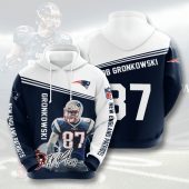 NFL New England Patriots Rob Gronkowski Blue White Pullover Hoodie