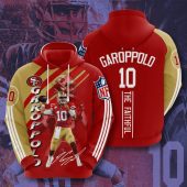 NFL San Francisco 49ers Jimmy Garoppolo Red Gold Stripes Pullover Hoodie
