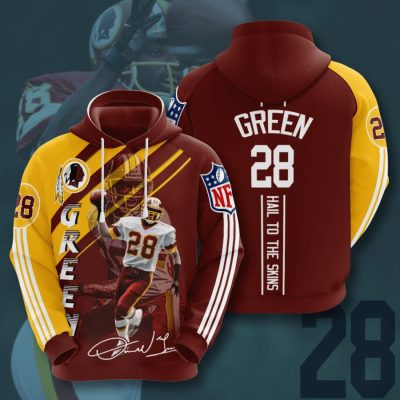 NFL Washington Redskins Darrell Green Burgundy Gold Stripes Pullover Hoodie
