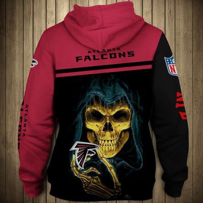NFL Atlanta Falcons Black Red Skull Pullover Hoodie V3