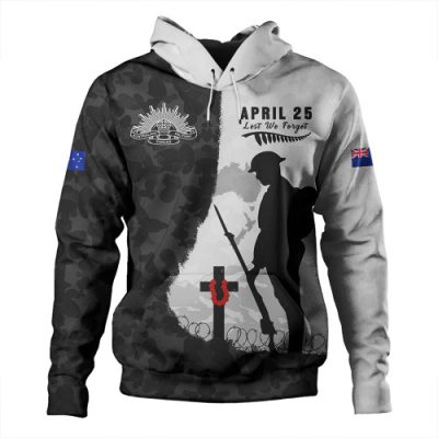 Australia Hoodie Anzac Day Lest We Forget Black Grunge Style