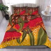 Australia Aboriginal Bedding Set - Red Eucalyptus Aboriginal Dot Art Bedding Set