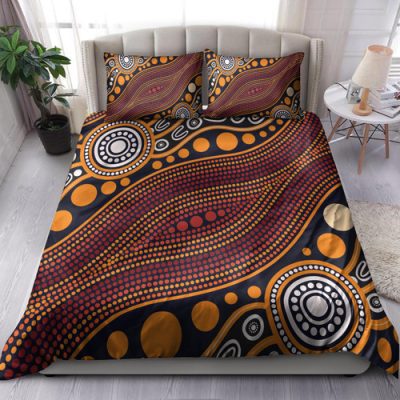 Australia Aboriginal Inspired Bedding Set - Indigenous Art Aboriginal Inspired Dot Painting Style 3