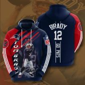 NFL New England Patriots Tom Brady Blue Red Stripes Pullover Hoodie V2