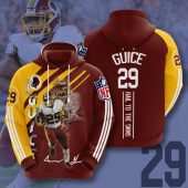 NFL Washington Redskins Derrius Guice Burgundy Gold Stripes Pullover Hoodie