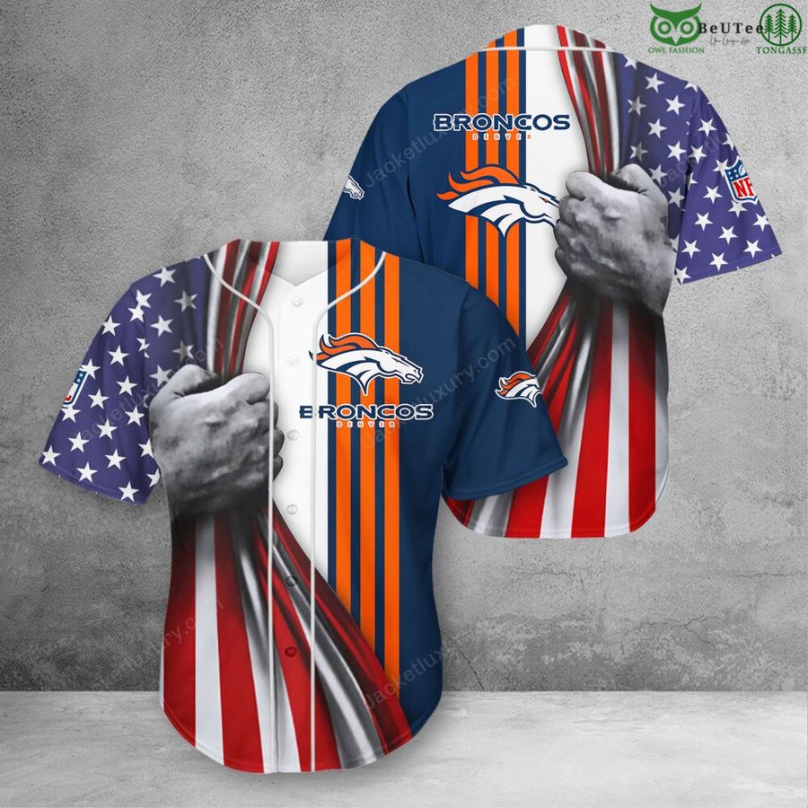 NFL Denver Broncos America Flag Baseball Jersey V2 NFL Denver Broncos America Flag Baseball Jersey V2