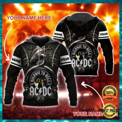 AC/DC Custom Name Dragon Highway to Hell Pullover Hoodie