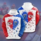 NFL Kansas City Chiefs & Kansas City Royals Heart Pullover Hoodie