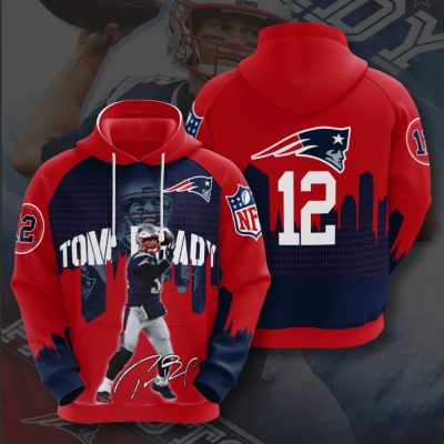 NFL New England Patriots Tom Brady Blue Red Pullover Hoodie V3