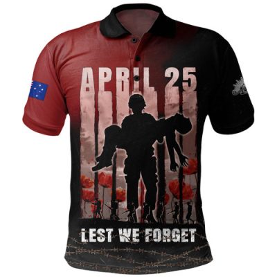Australia Polo Shirt Anzac Day Lest We Forget The Sacrifice Of Soldiers