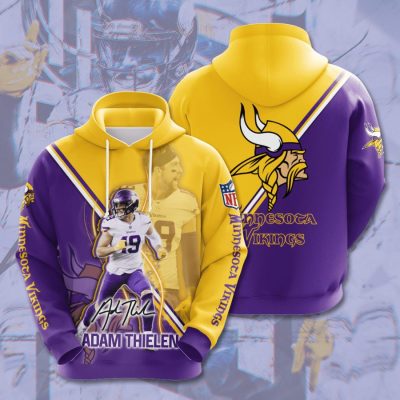 NFL Minnesota Vikings Adam Thielen Purple White Stripes Pullover Hoodie