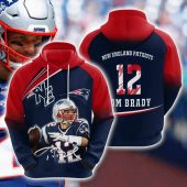 NFL New England Patriots Tom Brady Blue Red Pullover Hoodie V2