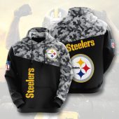 NFL Pittsburgh Steelers Black Silver Camo Pullover Hoodie