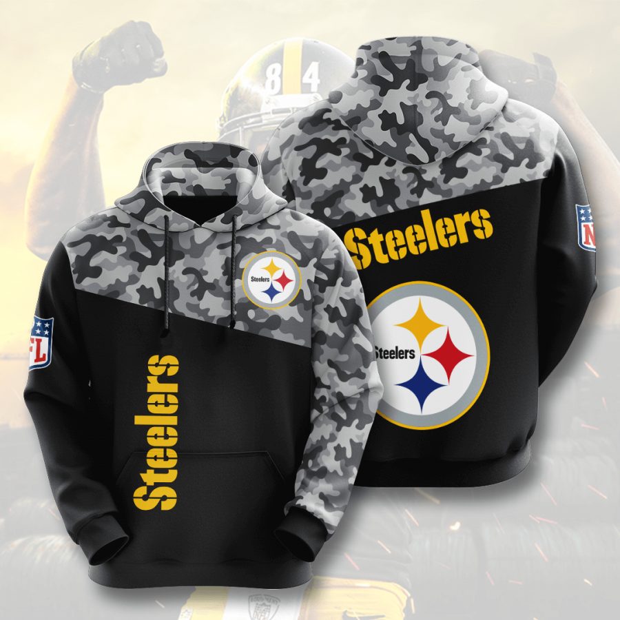 NFL Pittsburgh Steelers Black Silver Camo Pullover Hoodie NFL Pittsburgh Steelers Black Silver Camo Pullover Hoodie