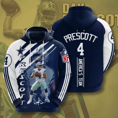 NFL Dallas Cowboys Dak Prescott Blue White Pullover Hoodie