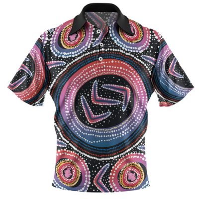 Australia Aboriginal Polo Shirt - Aboriginal Boomerang Dot Art Polo Shirt
