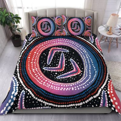 Australia Aboriginal Bedding Set - Aboriginal Boomerang Dot Art Bedding Set