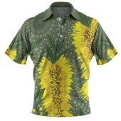 Australia Aboriginal Polo Shirt - Yellow Bottle Brush Flora In Aboriginal Painting Polo Shirt