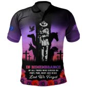Australia Polo Shirt Anzac Day Lest We Forget War Animals Purple Poppy