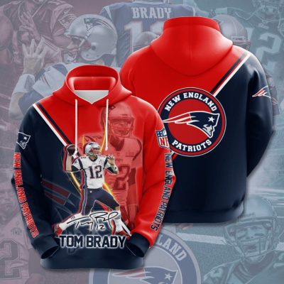 NFL New England Patriots Tom Brady Blue Red Pullover Hoodie V4