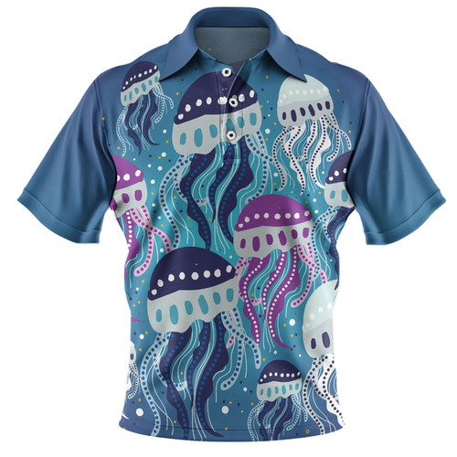 Australia Aboriginal Polo Shirt - Aboriginal Art Painting With Jellyfish Polo Shirt Australia Aboriginal Polo Shirt - Aboriginal Art Painting With Jellyfish Polo Shirt