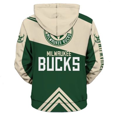 NBA Milwaukee Bucks Green Cream Pullover Hoodie