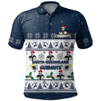 North Queensland Cowboys Christmas Custom Polo Shirt - Special Ugly Christmas Polo Shirt