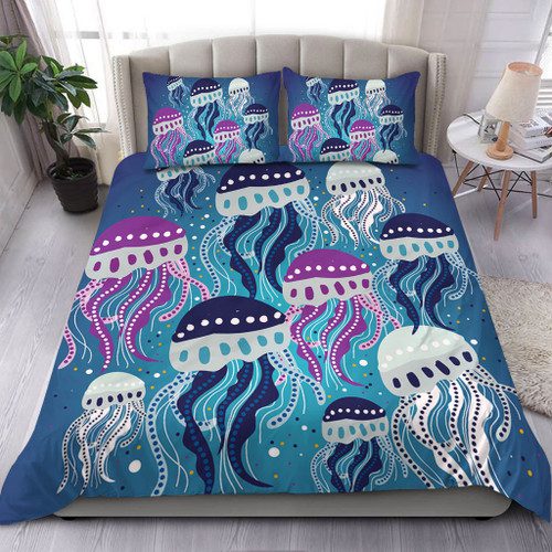Australia Aboriginal Bedding Set - Aboriginal Art Painting With Jellyfish Bedding Set Australia Aboriginal Bedding Set - Aboriginal Art Painting With Jellyfish Bedding Set