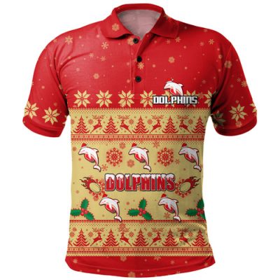 Redcliffe Dolphins Christmas Custom Polo Shirt - Special Ugly Christmas Polo Shirt