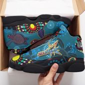 Indigenous All Stars High Top Basketball Shoes J 13 - Custom Dreamtime Turtle With Dot Painting Art Sneakers J 13