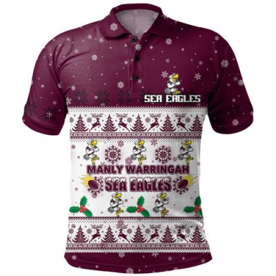 Manly Warringah Sea Eagles Christmas Custom Polo Shirt - Special Ugly Christmas Polo Shirt