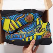 Parramatta Eels High Top Basketball Shoes J 13 - Electric Eel With Aboriginal Inspired Patterns Sneakers J 13