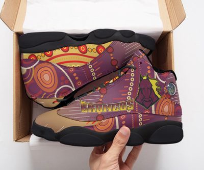 Brisbane Broncos High Top Basketball Shoes J 13 - Horse Aboriginal Inspired Patterns Sneakers J 13